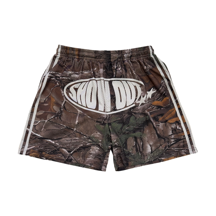 SHOW OUT Camo Mesh Shorts